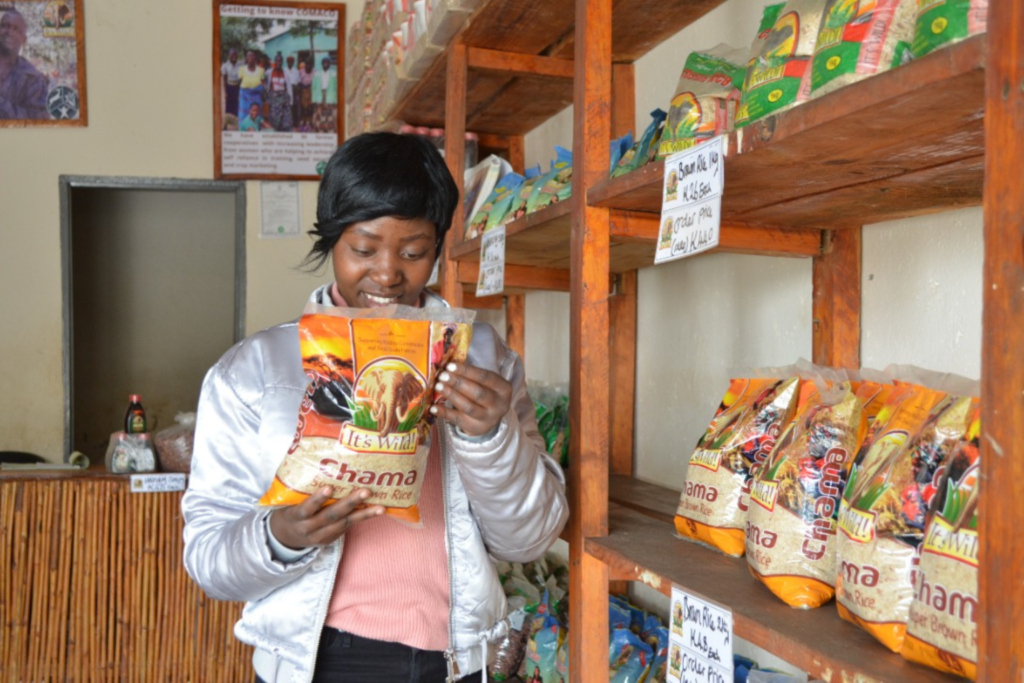 Customer shopping for rice